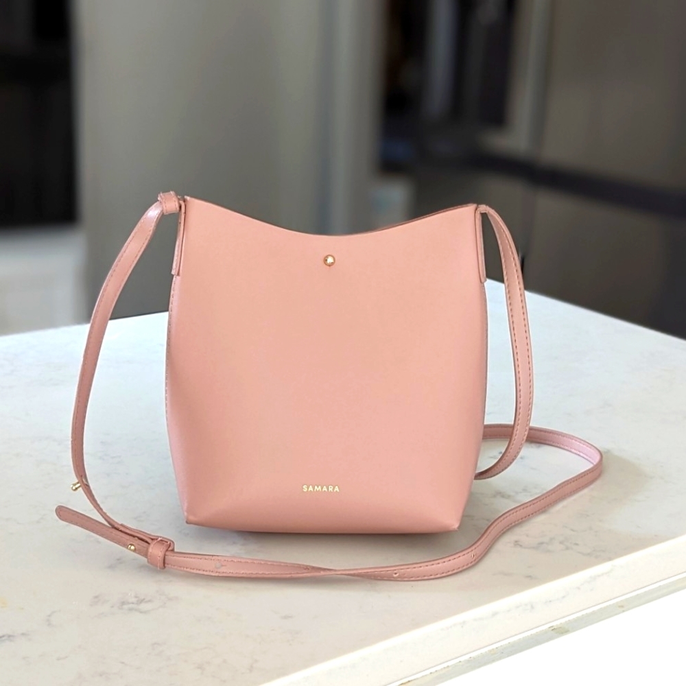 Samara Premium Vegan Leather Light Pink Blush Shoulder Crossbody Bag